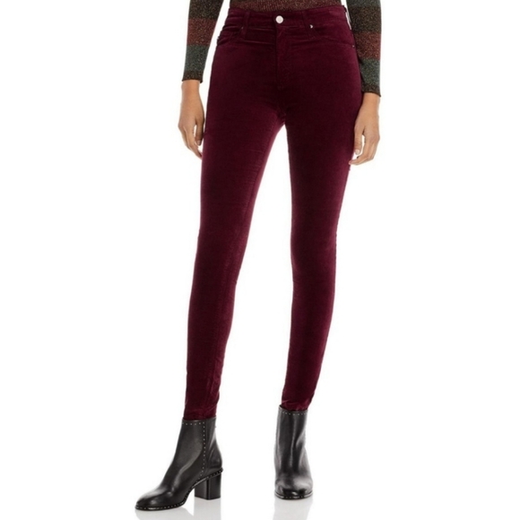 NWT Ag Adriano Goldschmied The Legging Burgundy Velvet Super Skinny Pants Sz 32 - Picture 15 of 16